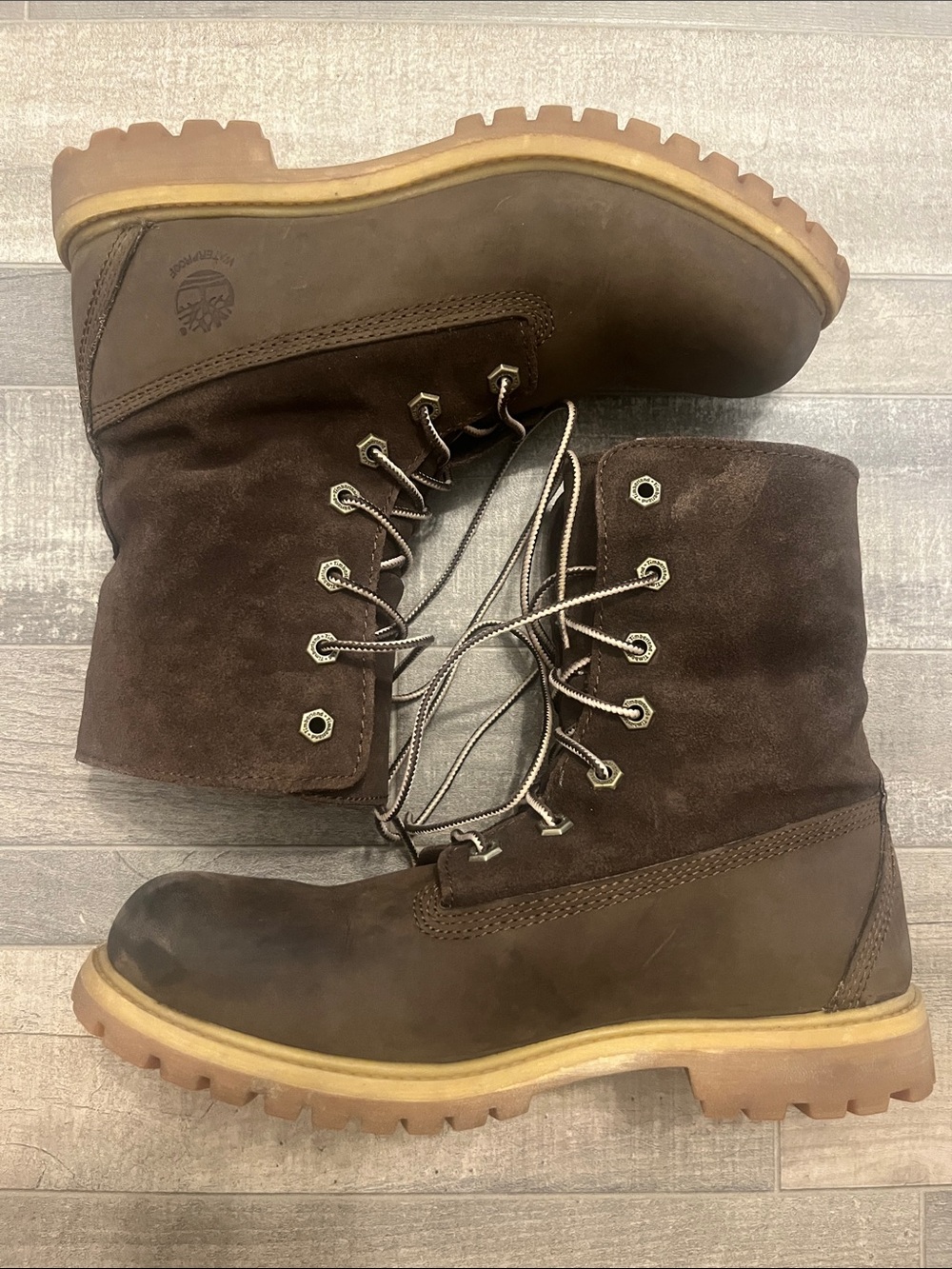 Timberland Brown Suede & Leather Lug Sole Lace-Up Boots